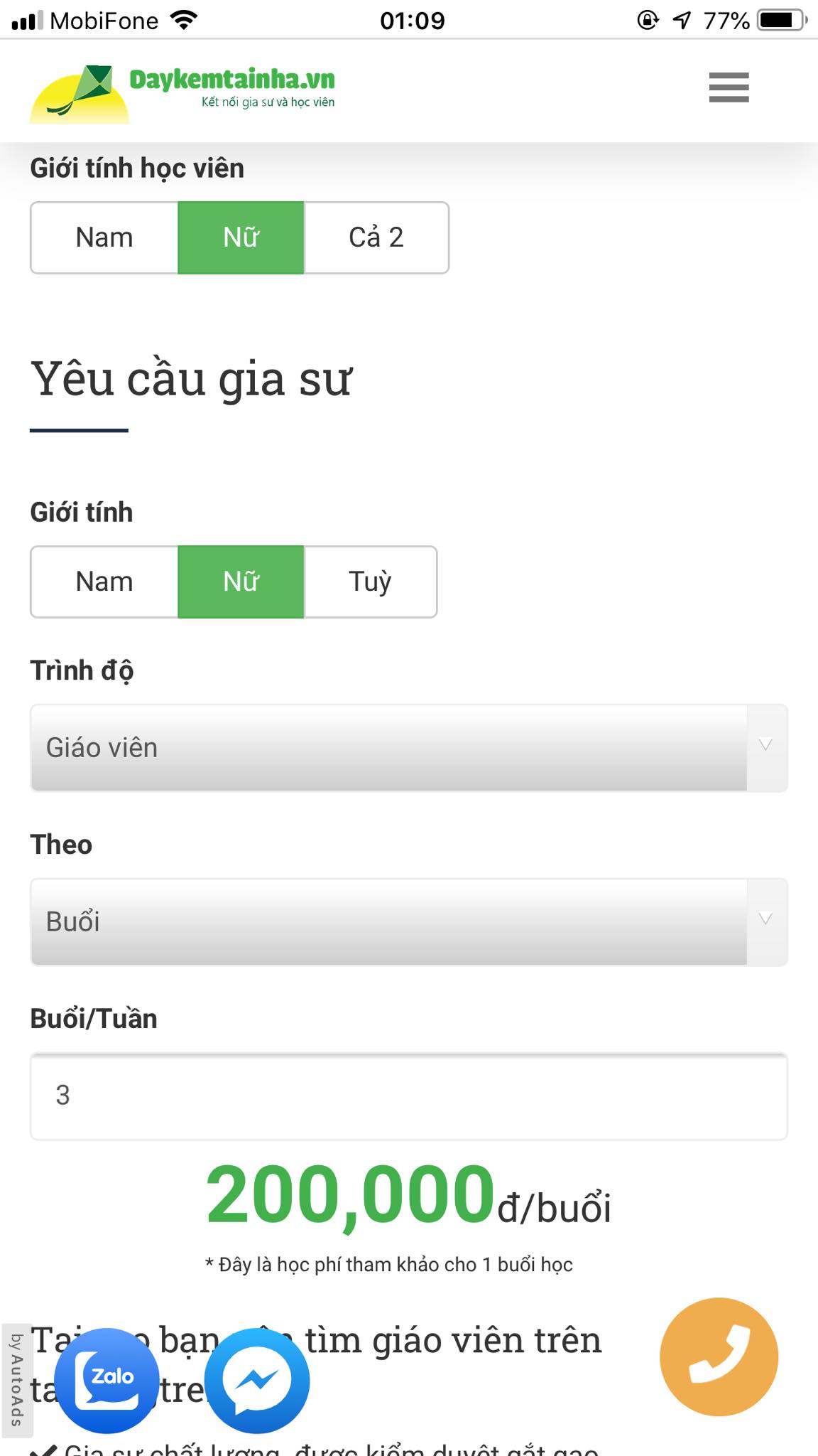 Học phí 6 rèn chữ